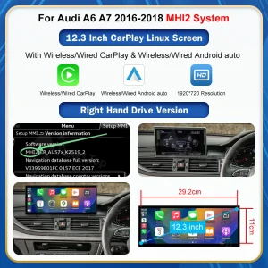 12.3" Touchscreen Display for Audi A6/A7 (2011–2018) – Android Auto & CarPlay Multimedia Unit