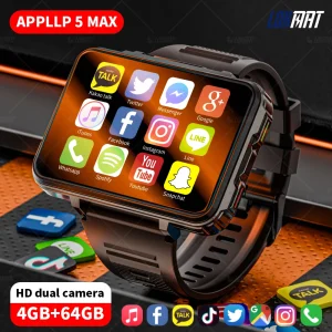 LOKMAT APPLLP 5 MAX Android Watch Phone – 4G/WiFi Smartwatch with Big Display & Dual Cameras